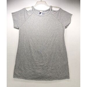Pink Foot Womens Cold Shoulder T-Shirt Heather Gray‎ Short Sleeve Top 2XL NEW